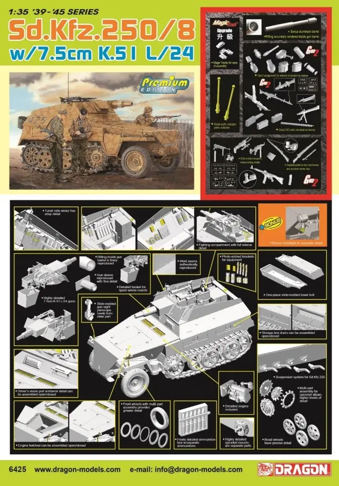 1/35 Sd.Kfz.250/8 Neu (Premium) Plastic Model Kit - Hobbies