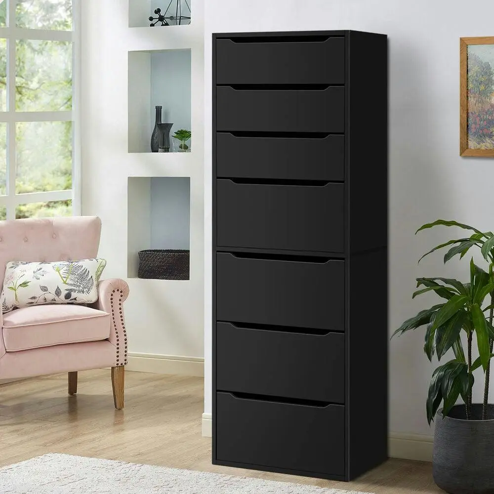 Alfordson Wardrobe Clothes Cabinet 7 Drawers Black - Furniture