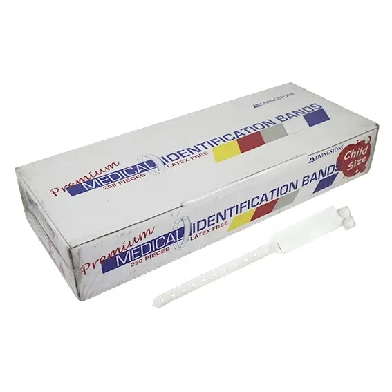 Livingstone Premium Personal Identification ID Bands Pedia with Name Card White 250 Box - Commercial