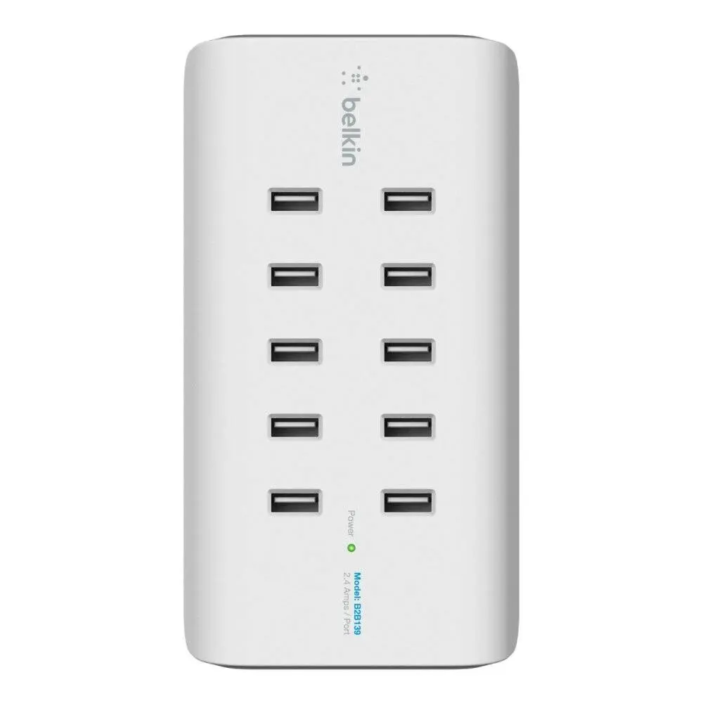 Belkin 120W RockStar 10 USB-A Port Desk/Wall Mountable Charger f/Phones/Tablets