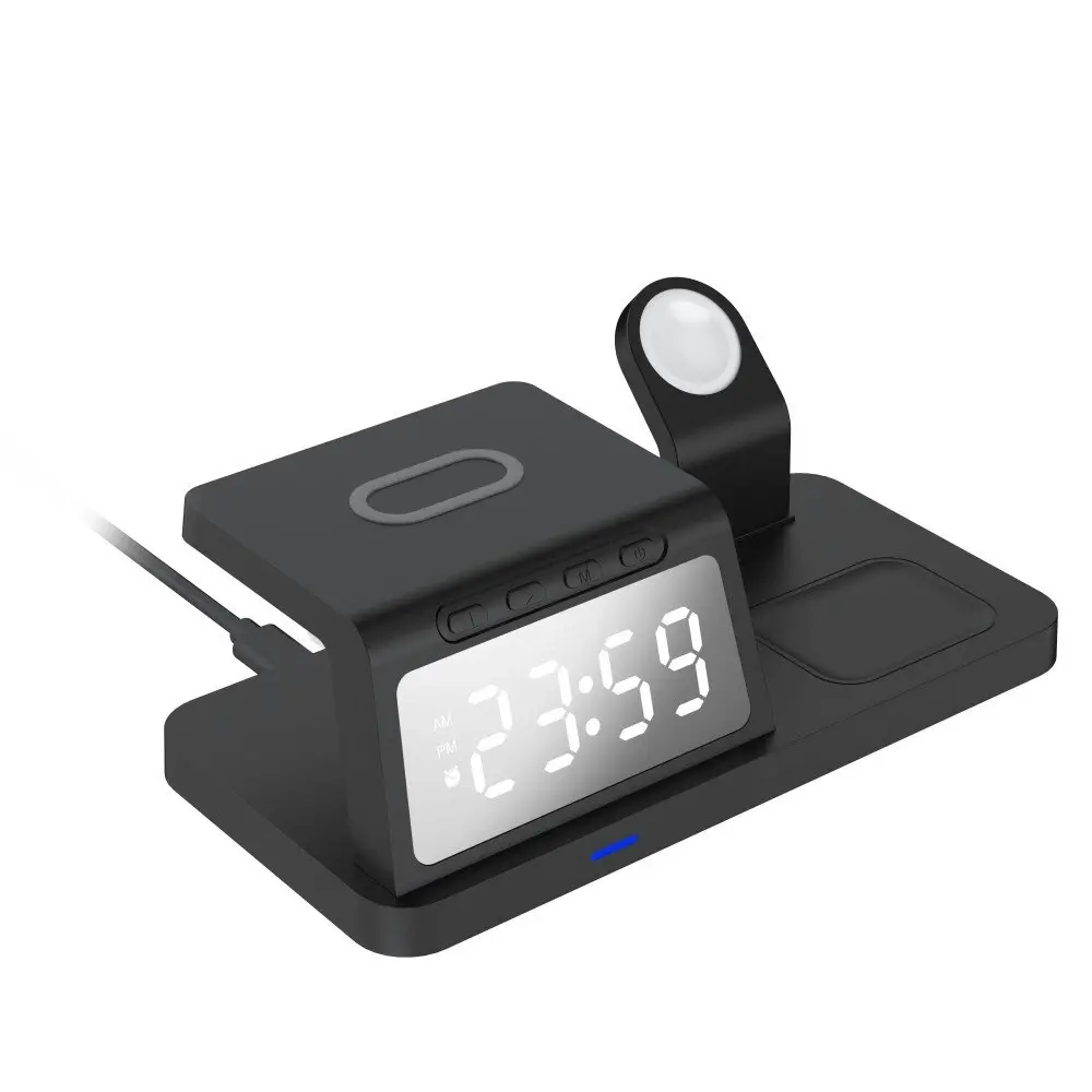 Laser 3in1 Wireless Charging Station/Alarm Clock For Apple Watch/iPhone/AirPods - Electronics