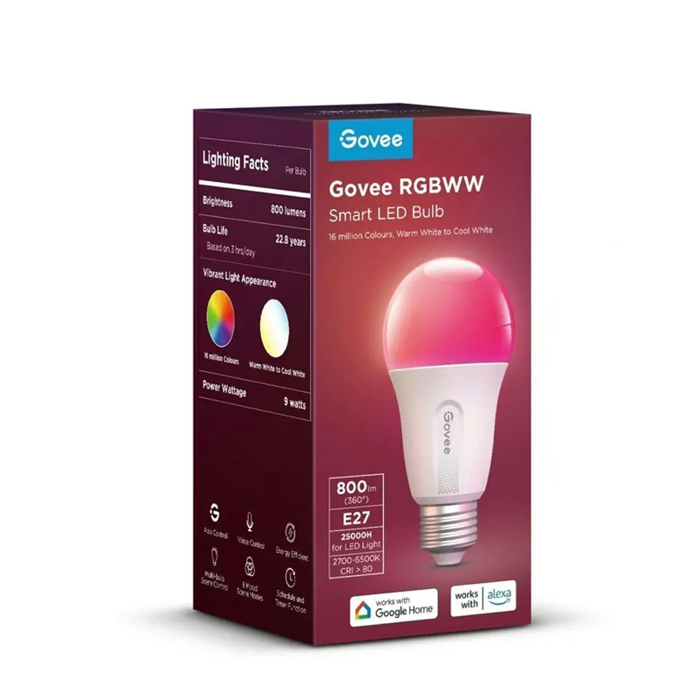 Clever Gear Govee RGBWW WiFi/Bluetooth Smart LED Light Bulb Voice Control B22 - Home & Garden