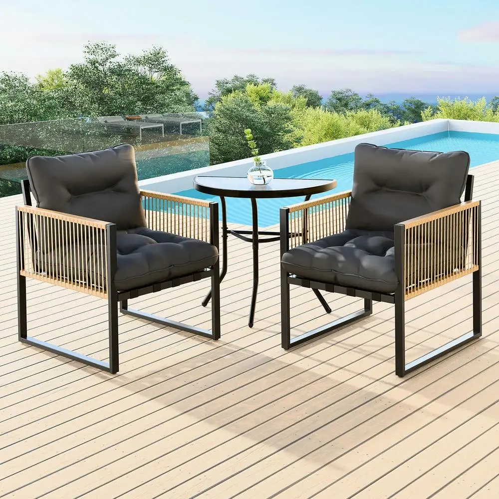 Alfordson Outdoor Dining Patio Furniture Bistro Set Table and Chairs Semicircle