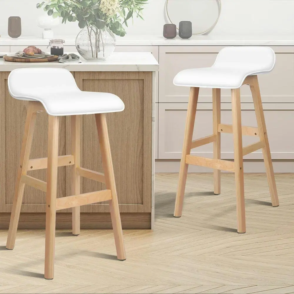 Alfordson Bar Stools Wooden White X2 - Shop Dining Chairs & Bar Stools