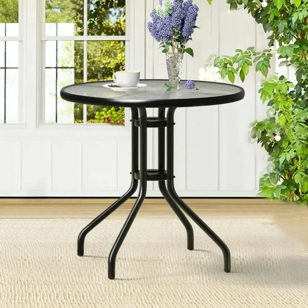 Alfordson Patio Coffee Side Table 60CM Black - Furniture