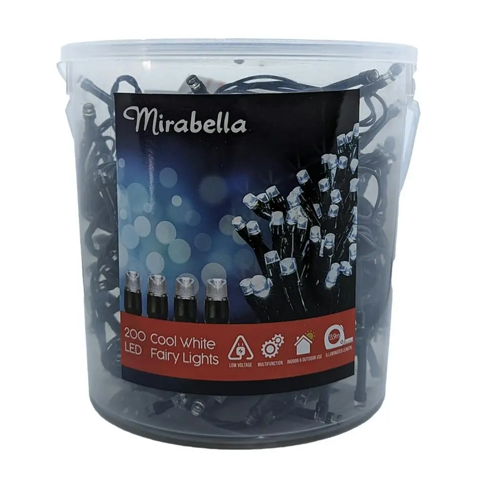 200pc Mirabella LED Clear White Festive Party/Christmas Fairy Lghts Low Voltage - Home & Garden