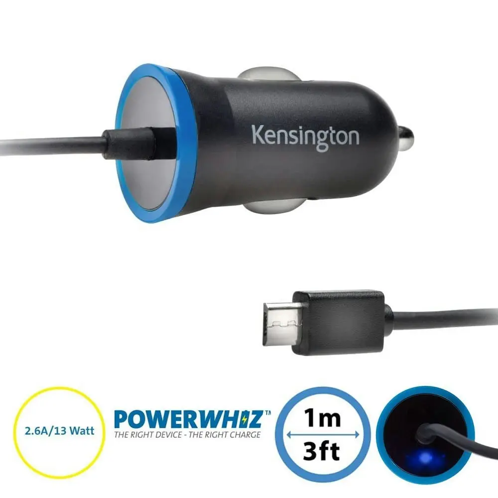 Kensington PowerBolt 2.6A Fast Charge Micro USB Car Charger for Android/Samsung - Electronics