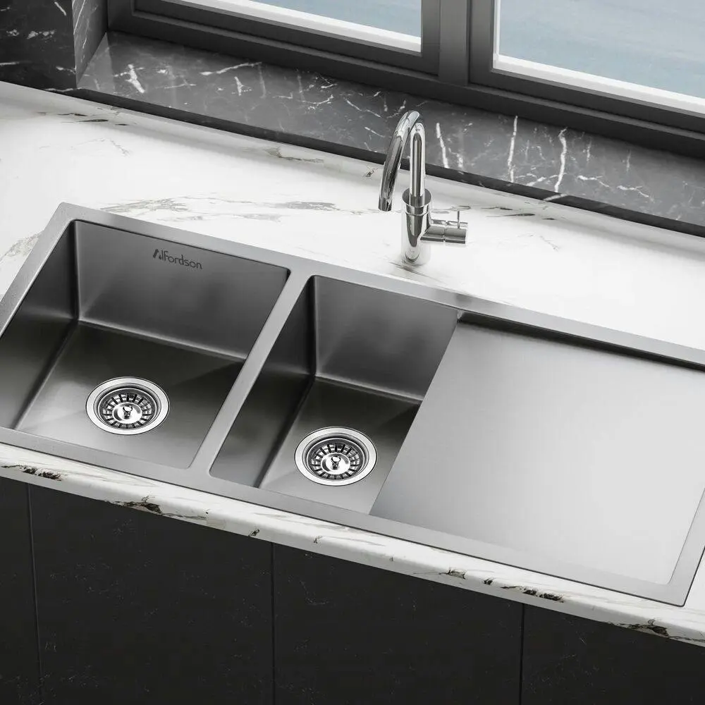 Alfordson Kitchen Sink Stainless Steel Drop in Flush Under Mount Bowl 1000X450MM - Hardware