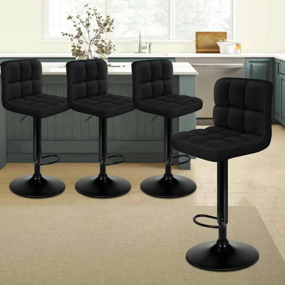Alfordson 4x Bar Stools Ralph Kitchen Swivel Chair Fabric Gas Lift Black - Shop Dining Chairs & Bar Stools