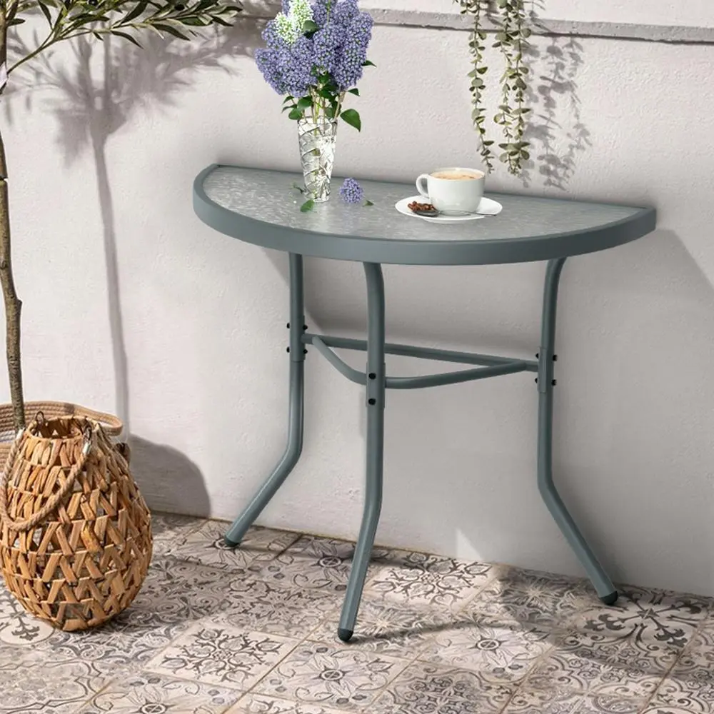 Alfordson Patio Side Coffee Table Garden Metal Grey - Furniture