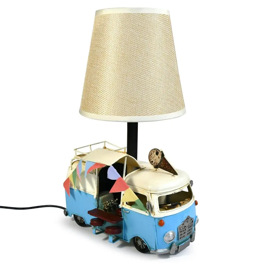 Auto Petit USB LED Desk/Table Lamp Retro Ice Cream Van Home Décor 20x30cm Blue - Home & Garden