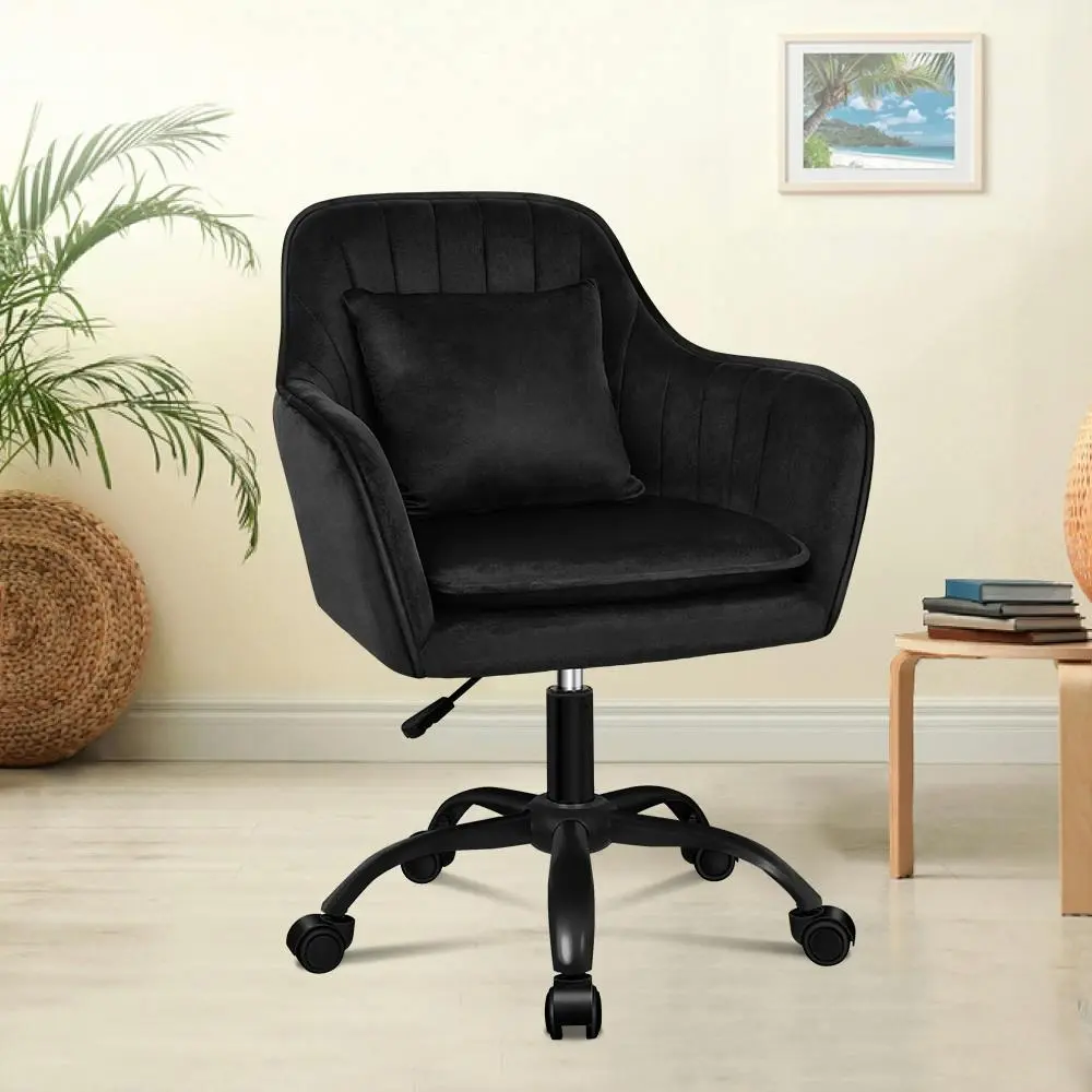 Alfordson Velvet Office Chair Orla Black - Save up to 70% Off Office Furniture Specials