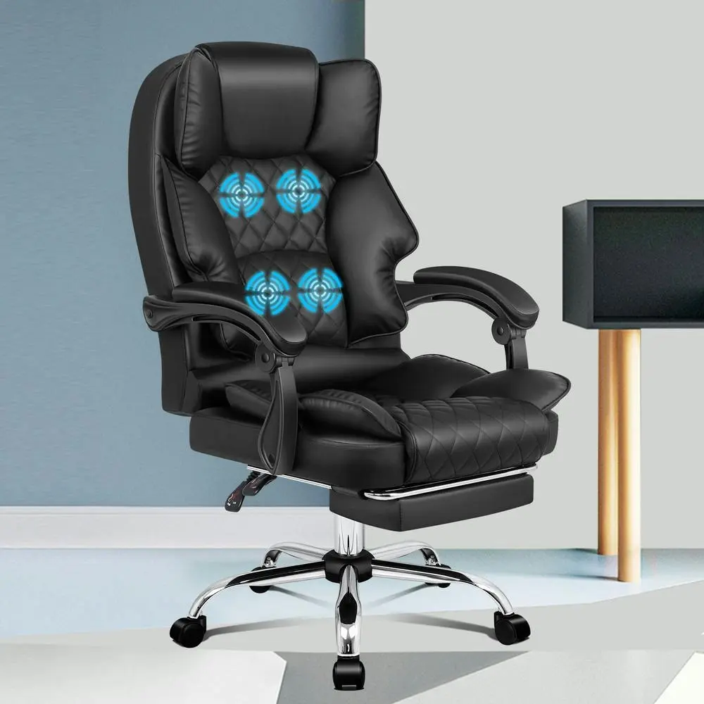 Alfordson Massage Office Chair Executive PU Leather Seat Black - Furniture