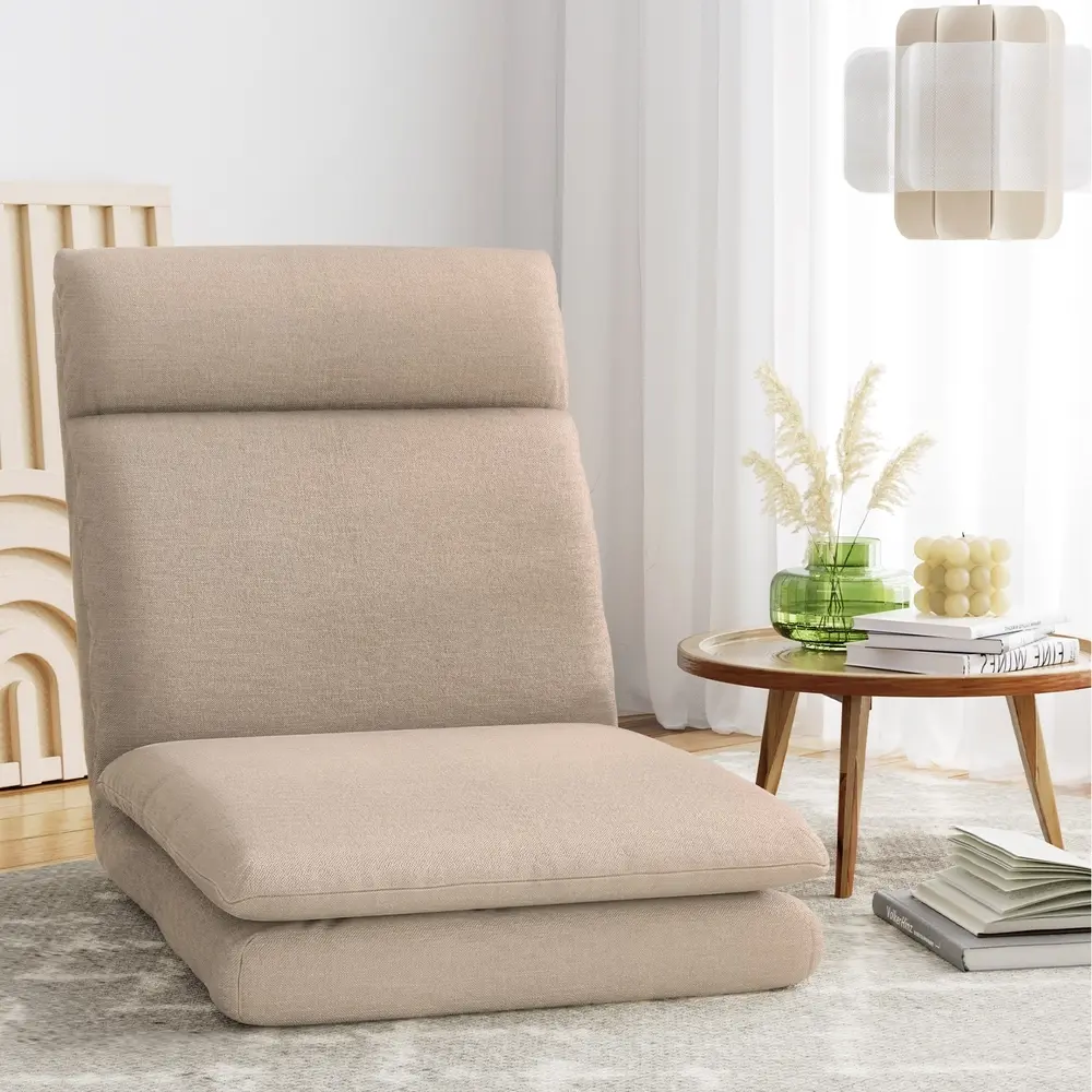 Artiss Floor Chair Sofa 1 Seater Linen Beige - Furniture