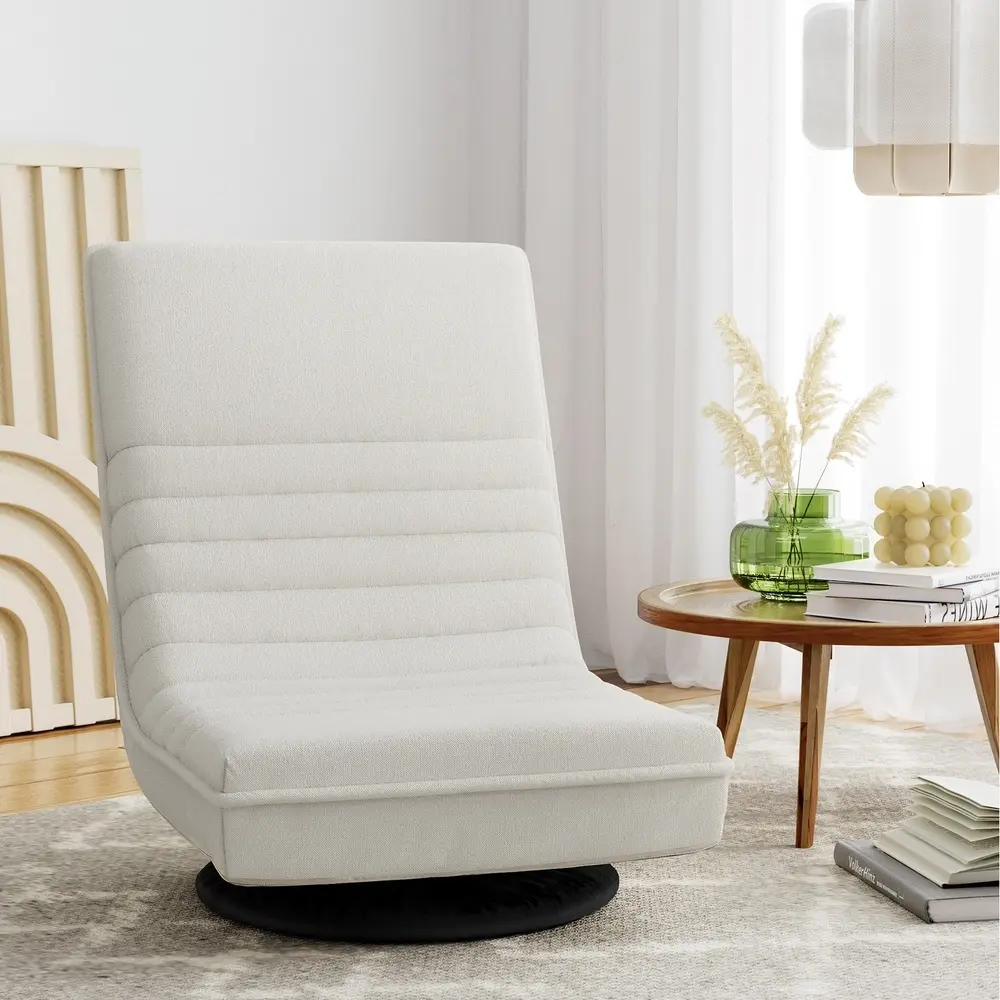 Artiss Floor Lounge Sofa Swivel Foldable Linen White - Furniture