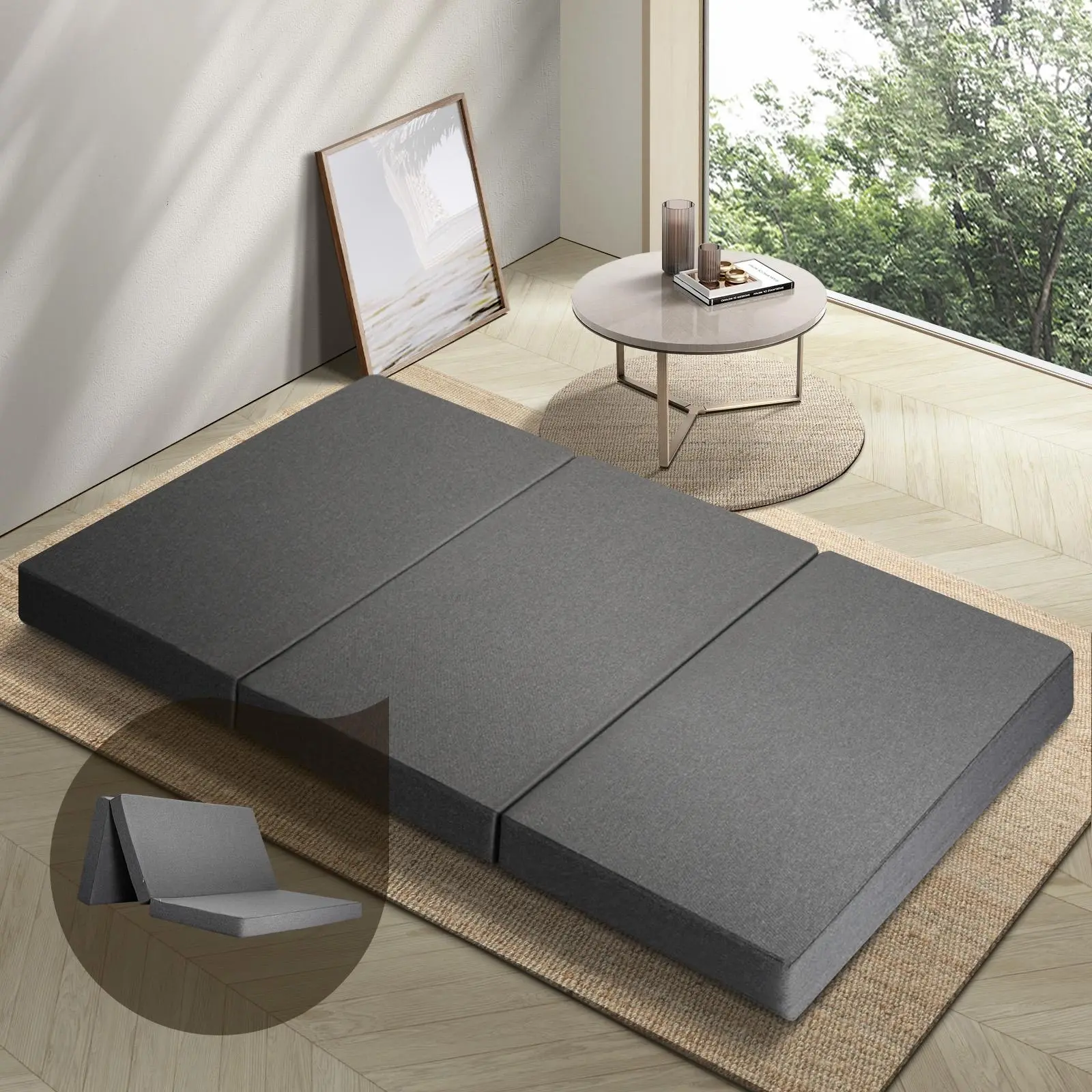 Bedra Foldable Mattress Trifold Folding Camping Bed Sofa Cushion Mat Double - Furniture