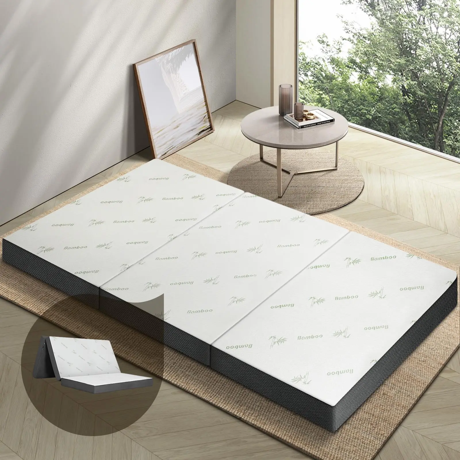 Bedra Folding Foam Mattress Bamboo Sofa Bed Foldable Sleeping Mat Camping Double - Ultimate Mattress Sale - Save up to $600