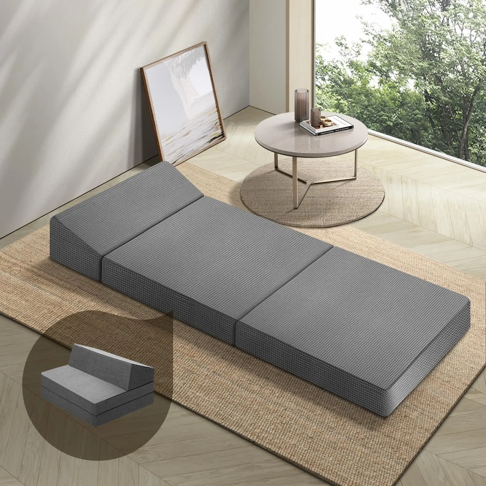 Bedra Foldable Mattress Folding Sofa Bed Trifold Sleeping Camping Cushion Single - Furniture