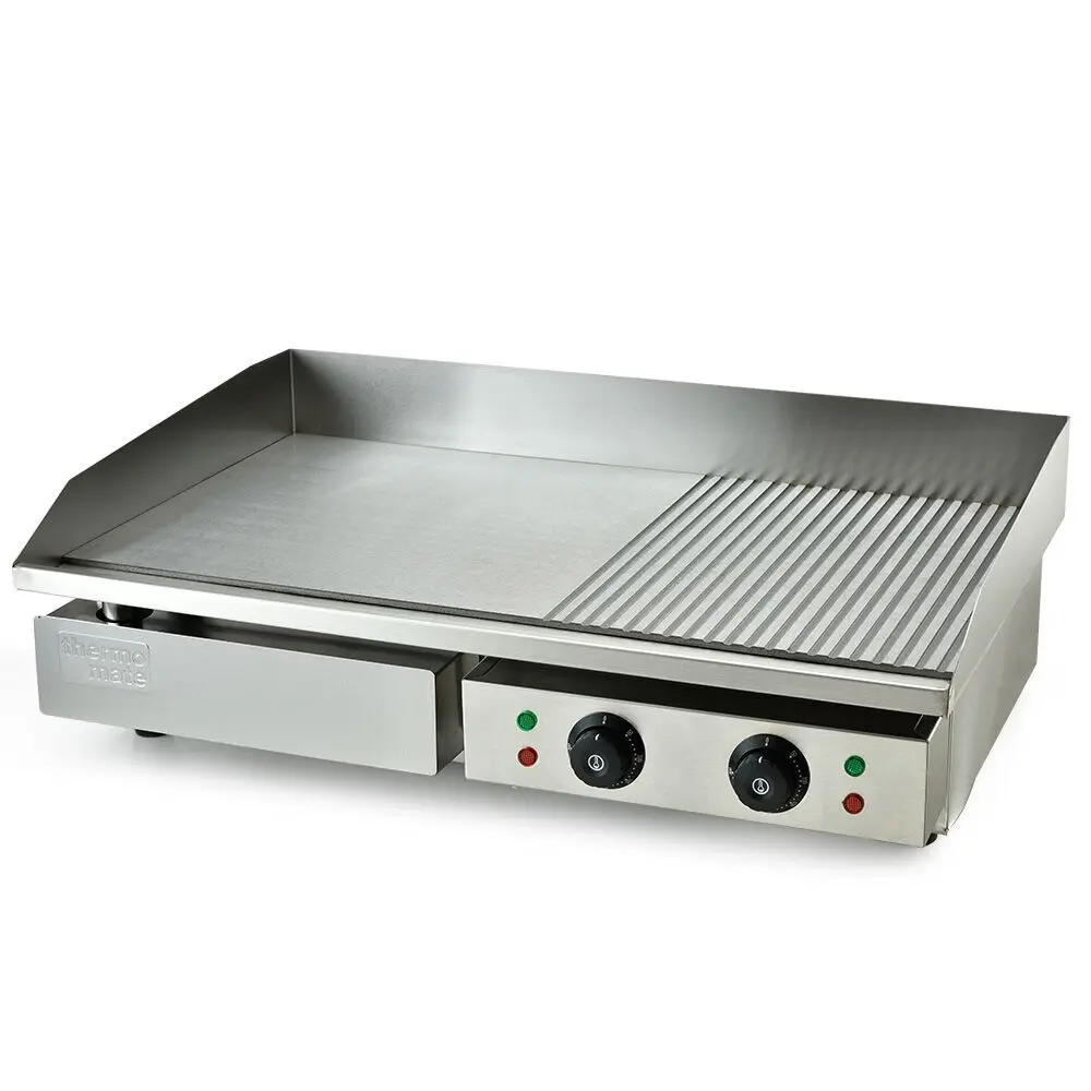 THERMOMATE Commercial Electric Griddle, 4400W 73x40cm Half Ribbed Dual Surface - Home & Garden
