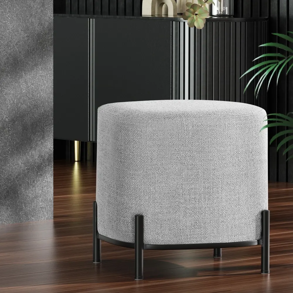 Artiss Ottoman Foot Stool Square Linen Grey - Furniture