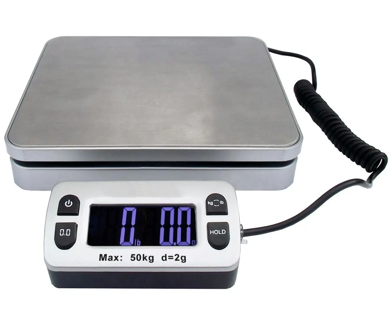 TODO 50Kg Digital Postal Scale Blue Lcd Display Stainless Steel Post 2G Graduation - Home & Garden