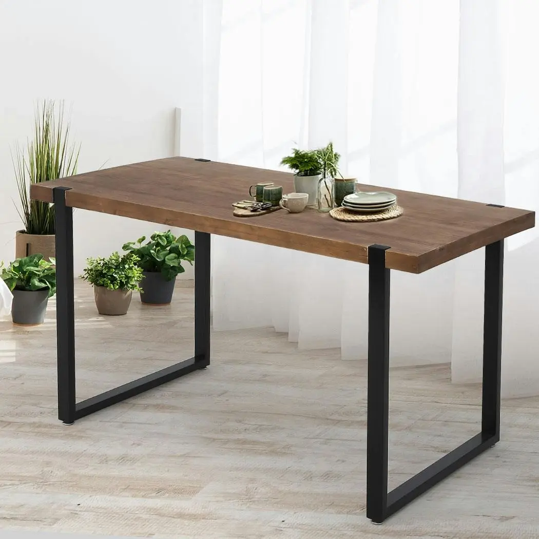 Levede Dining Table Industrial Wooden Metal Kitchen Tables Cafe Restaurant 140cm - Furniture