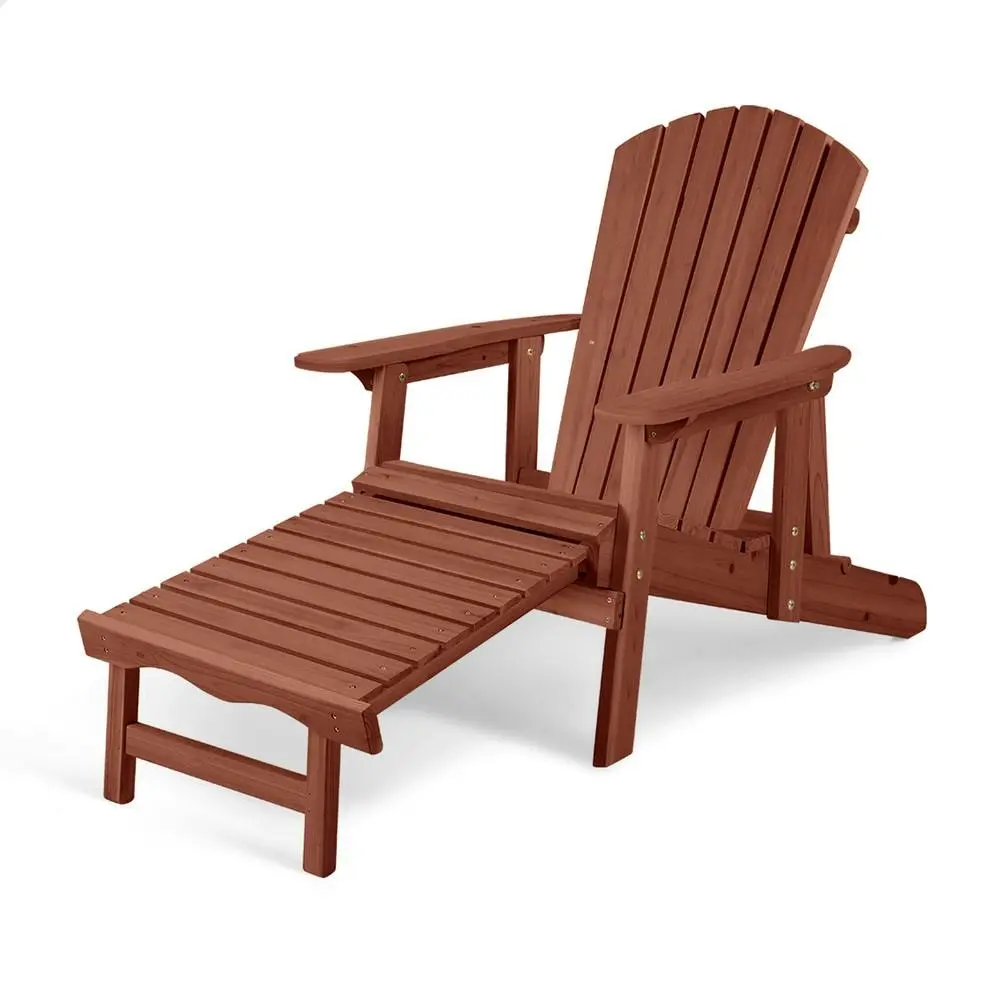Alfordson Outdoor Chairs Wooden Adirondack w/ Ottoman Patio Beach Garden Brown - Up to 65% off Outdoor Furniture