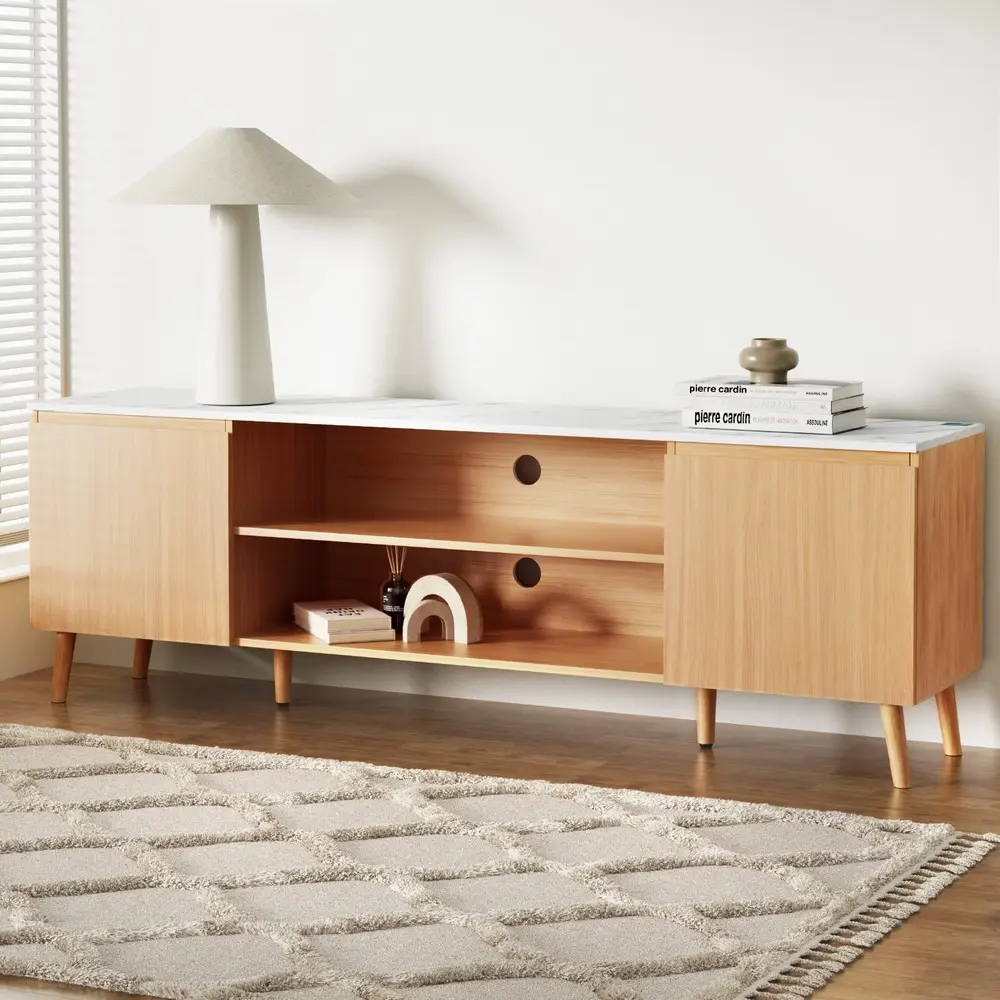 Artiss TV Cabinet Entertainment Unit Stand 180CM Pine White - Furniture