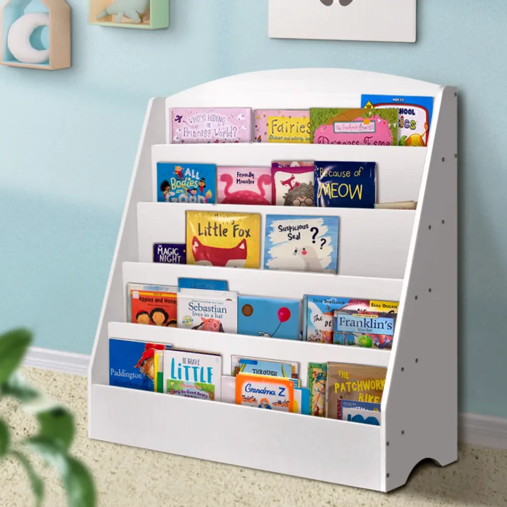 Keezi 5 Tiers Kids Bookshelf Magazine Shelf Organiser Bookcase Display Rack White - Up to 70% Off Kids & Baby Furniture