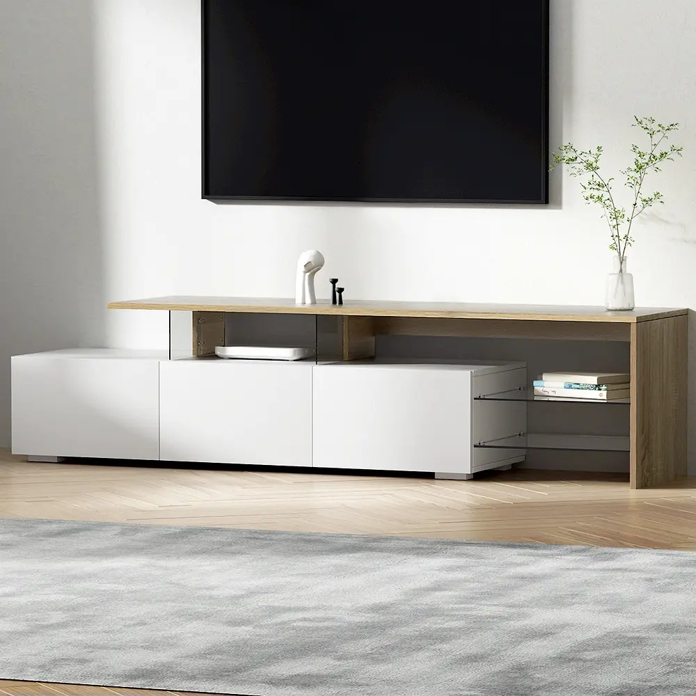 Artiss TV Cabinet Entertainment Unit 180cm Wood White James - Furniture
