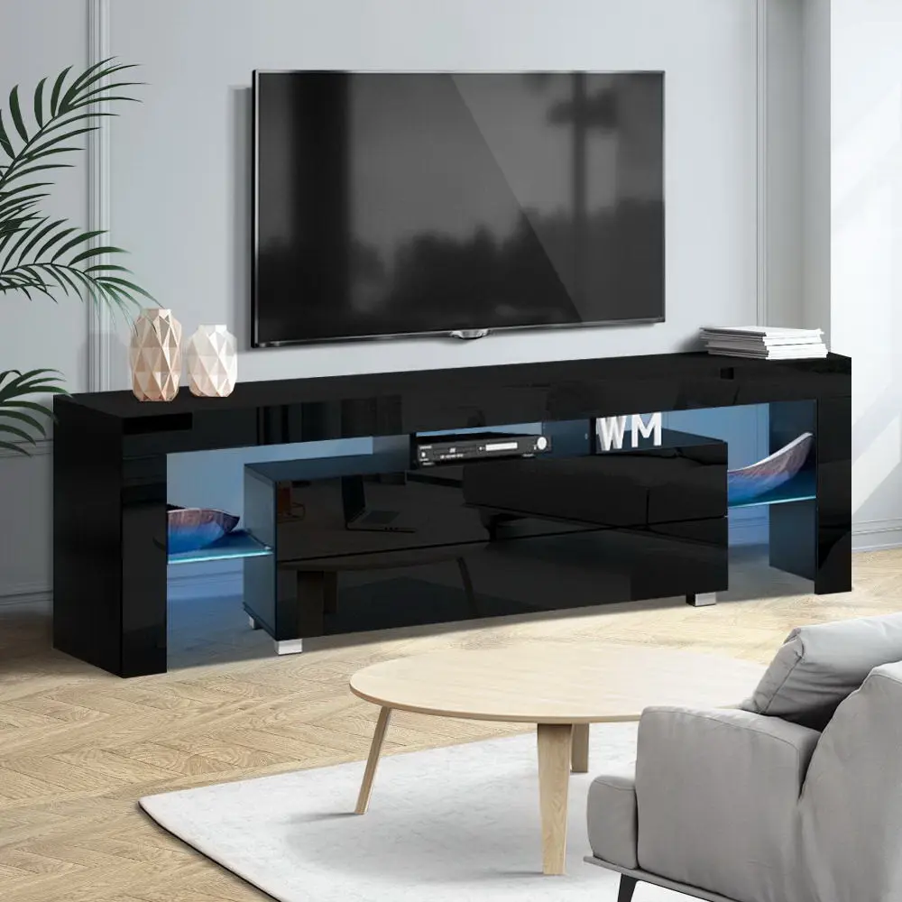 Artiss Entertainment Unit TV Cabinet LED 160cm Black Elo - Furniture