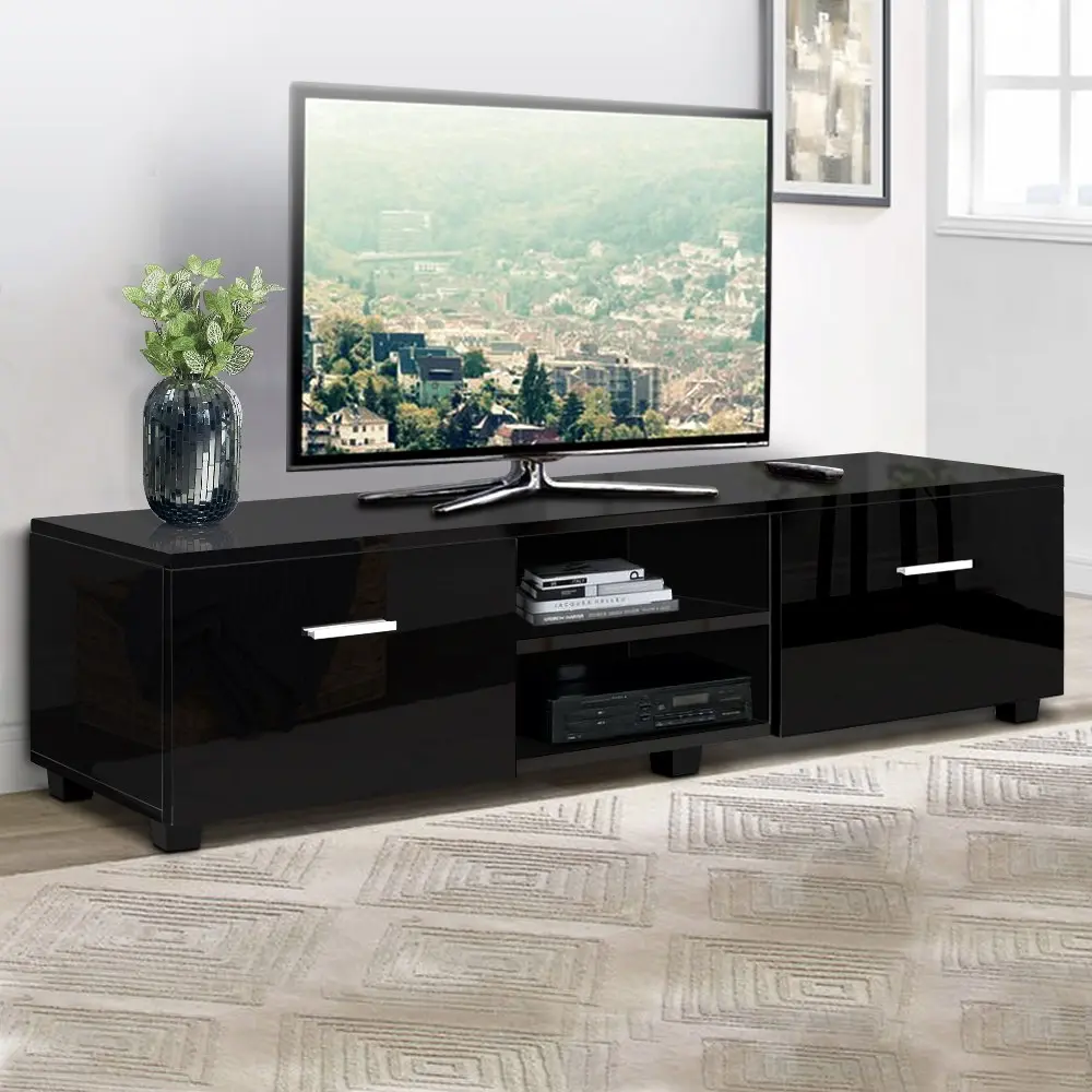 Artiss Entertainment Unit TV Cabinet 140cm Black Jim - Furniture