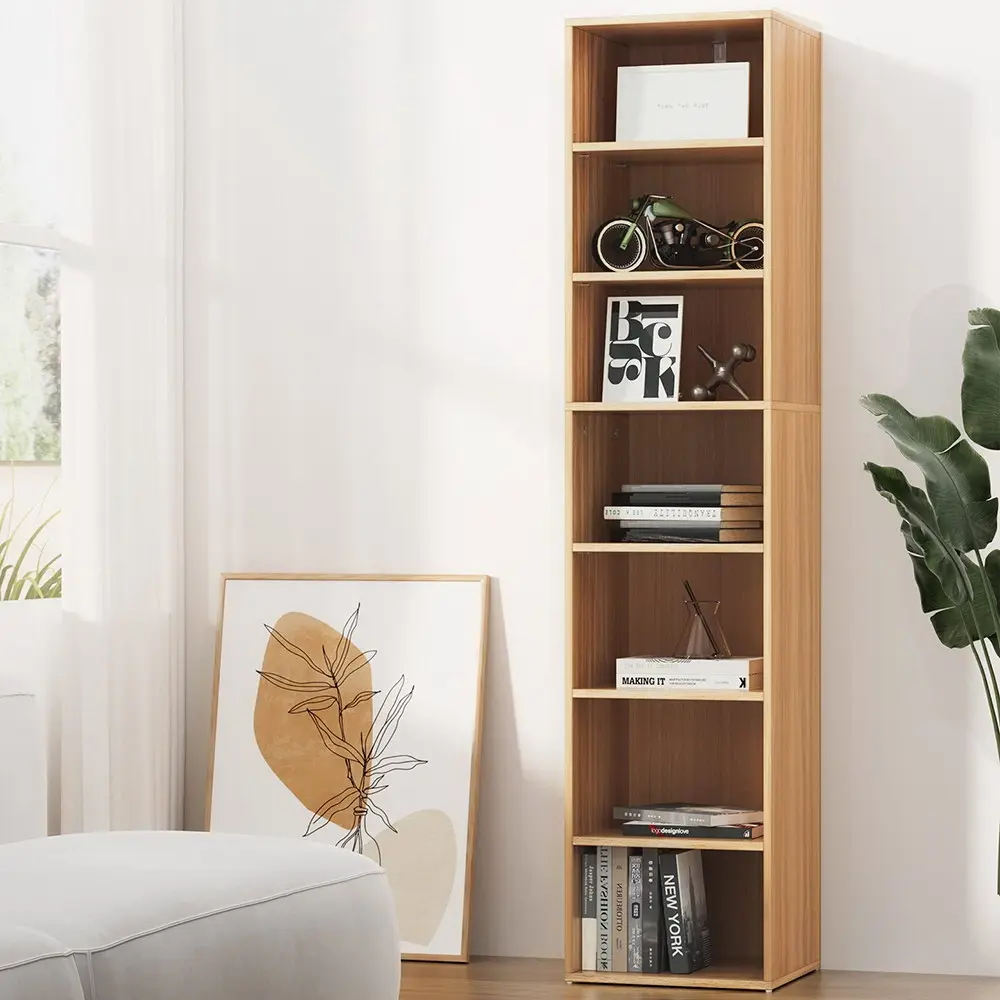 Artiss Bookshelf 7 Tiers MILO Pine - Furniture
