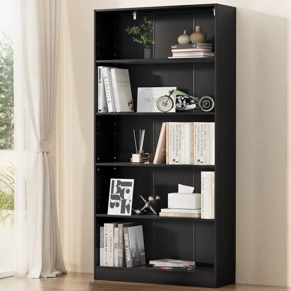 Artiss Bookshelf 5 Tiers ANTON Black - Furniture