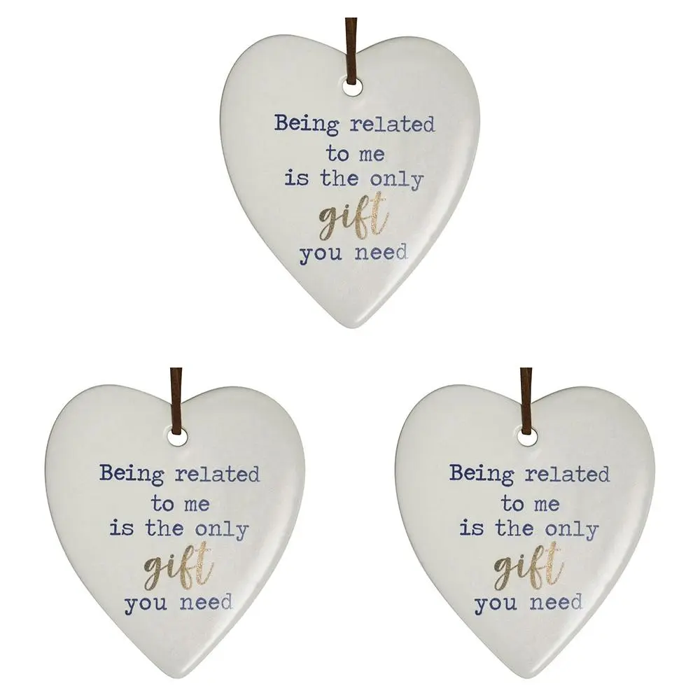 3x Ceramic Hanging 9cm Heart Related Only Gift w/Hanger Ornament Home Room Decor - Home & Garden