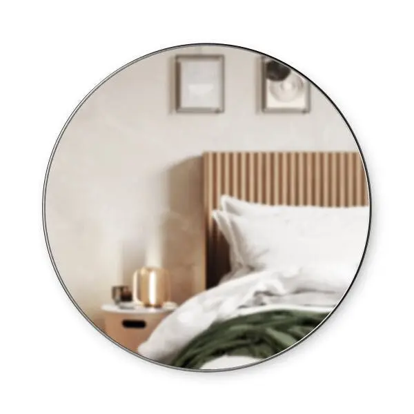 Umbra Hubba Round Indoor Wall Hanging Glass Mirror Home Décor Titanium 86x3cm - Home & Garden