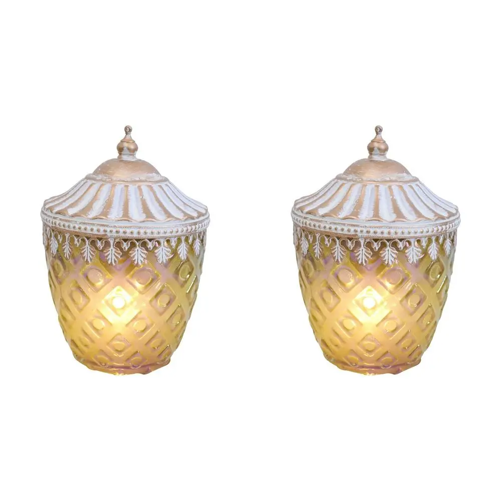2x LVD Lantern LED Diamont Decorative Lighting Tabletop Display 16.5cm Decor - Home & Garden