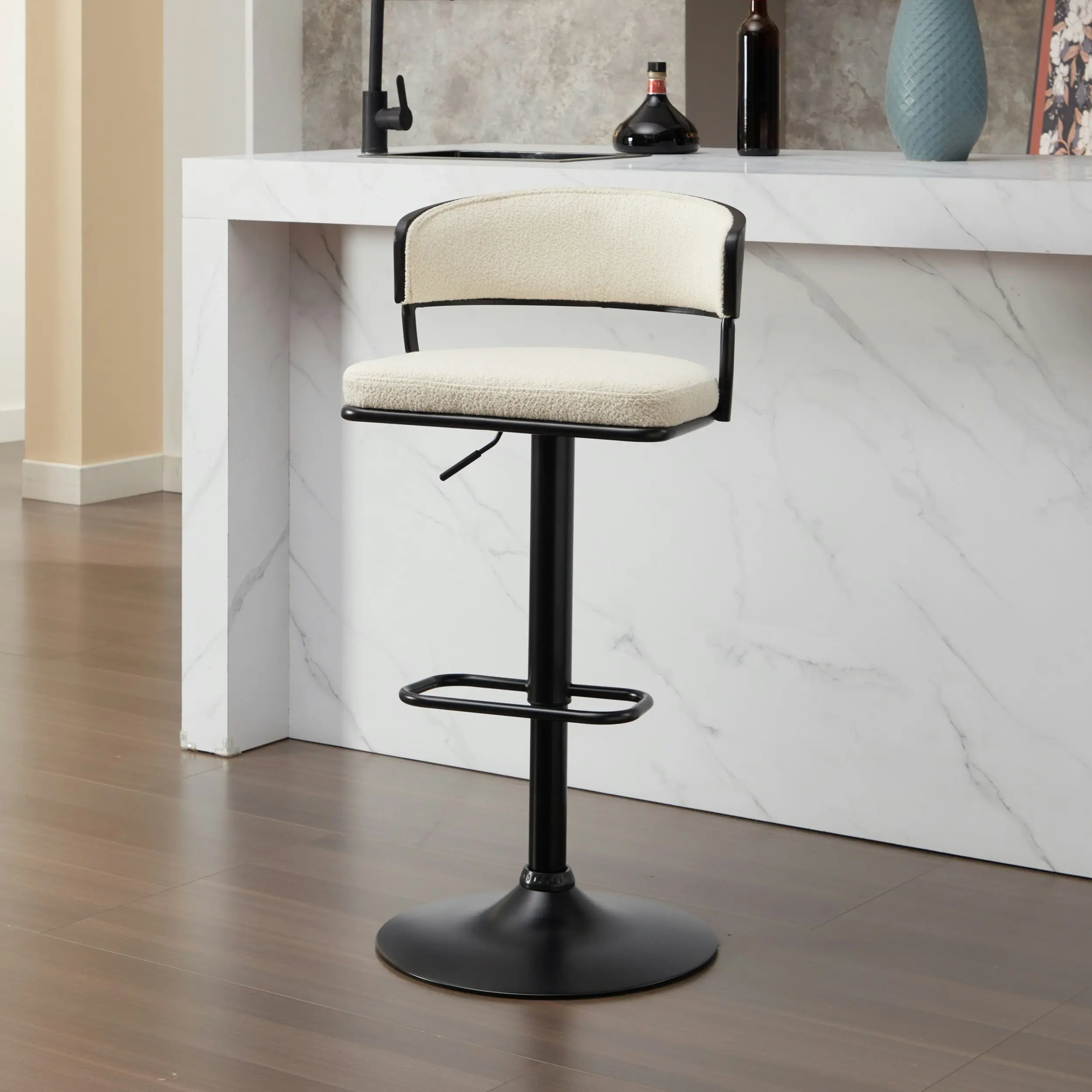 IHOMDEC Modern Wing Back Adjustable Swivel Bar Stools White - Furniture