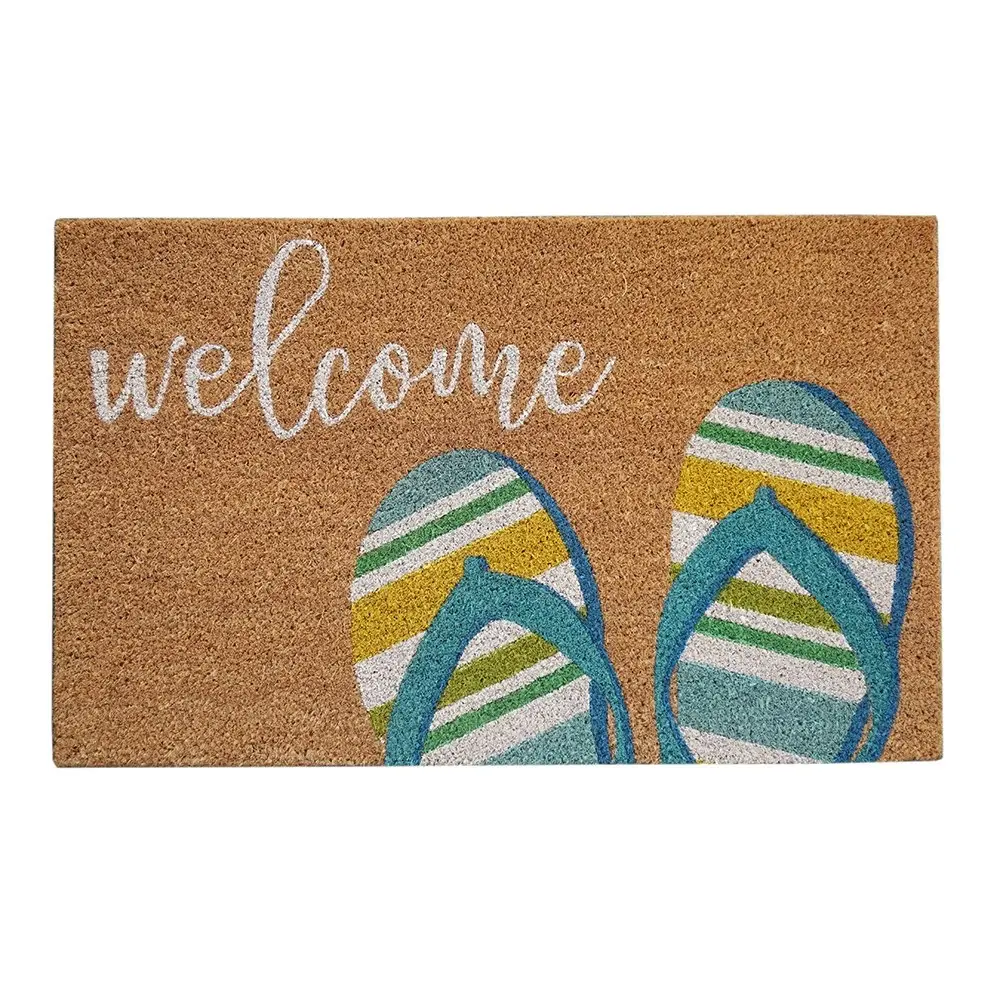 Solemate Latex Backed Coir Aqua Thong 45x75cm Slim Outdoor Stylish Doormat - Home & Garden