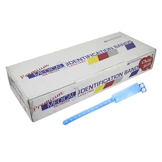 Livingstone Premium Personal Identification ID Bands Pedia with Name Card Blue 250 Box - Commercial