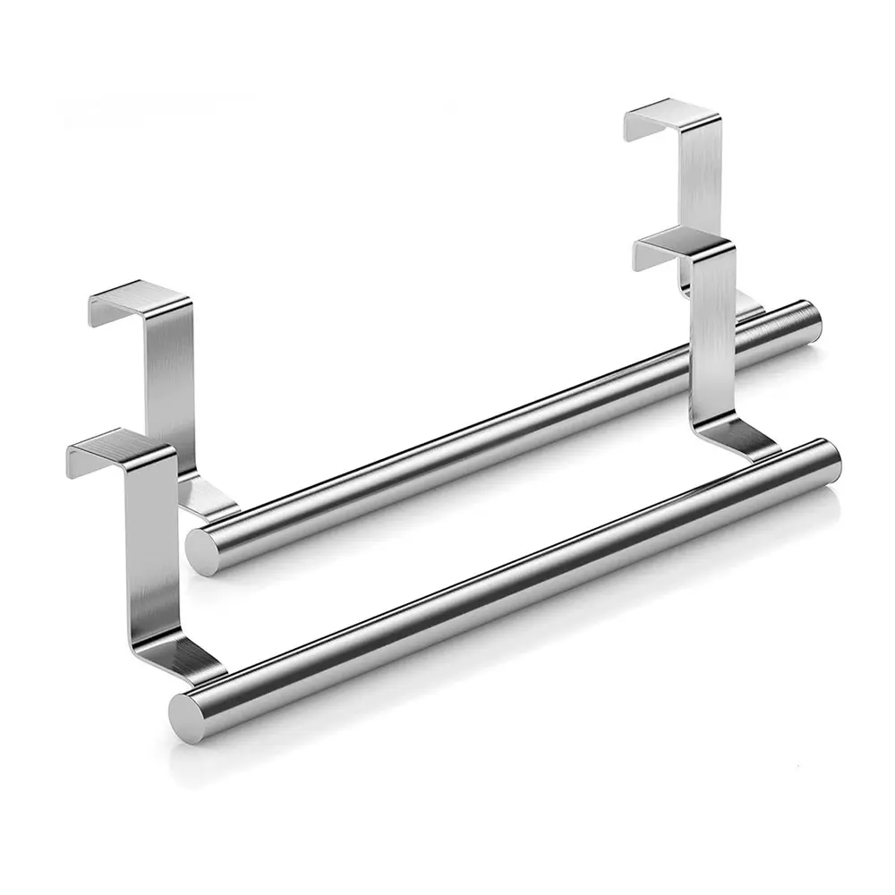 2 pack Stainless steel bathroom towel rack kitchen cabinet towel rag rack - Home & Garden