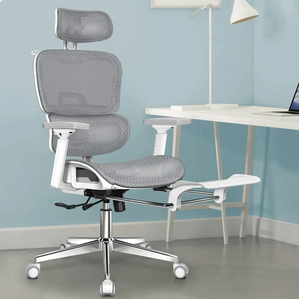 Alfordson Ergonomic Office Chair Executive White Grey - Furniture