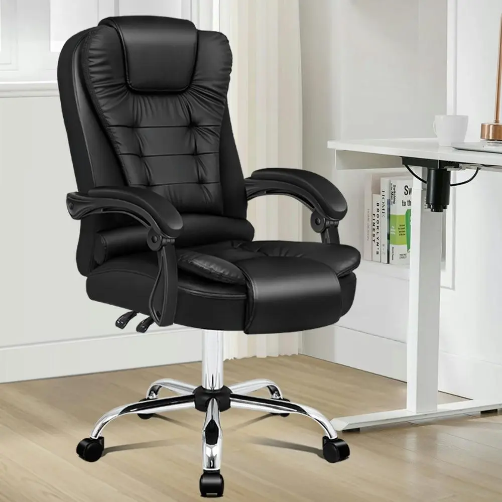 Alfordson Office Chair PU Leather Seat Black - Save up to 70% Off Office Furniture Specials