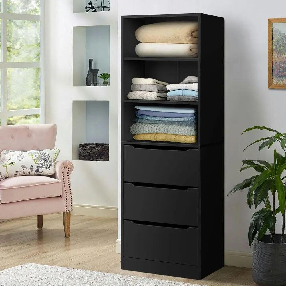 Alfordson Wardrobe Clothes Storage Cabinet Black - Furniture