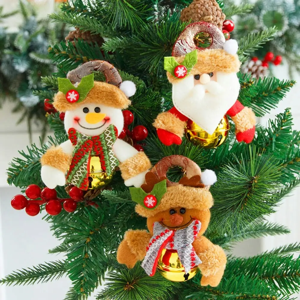 6Pcs Christmas Bells Pendant Santa Hanging Decor Xmas Tree Hanging Ornament - Home & Garden