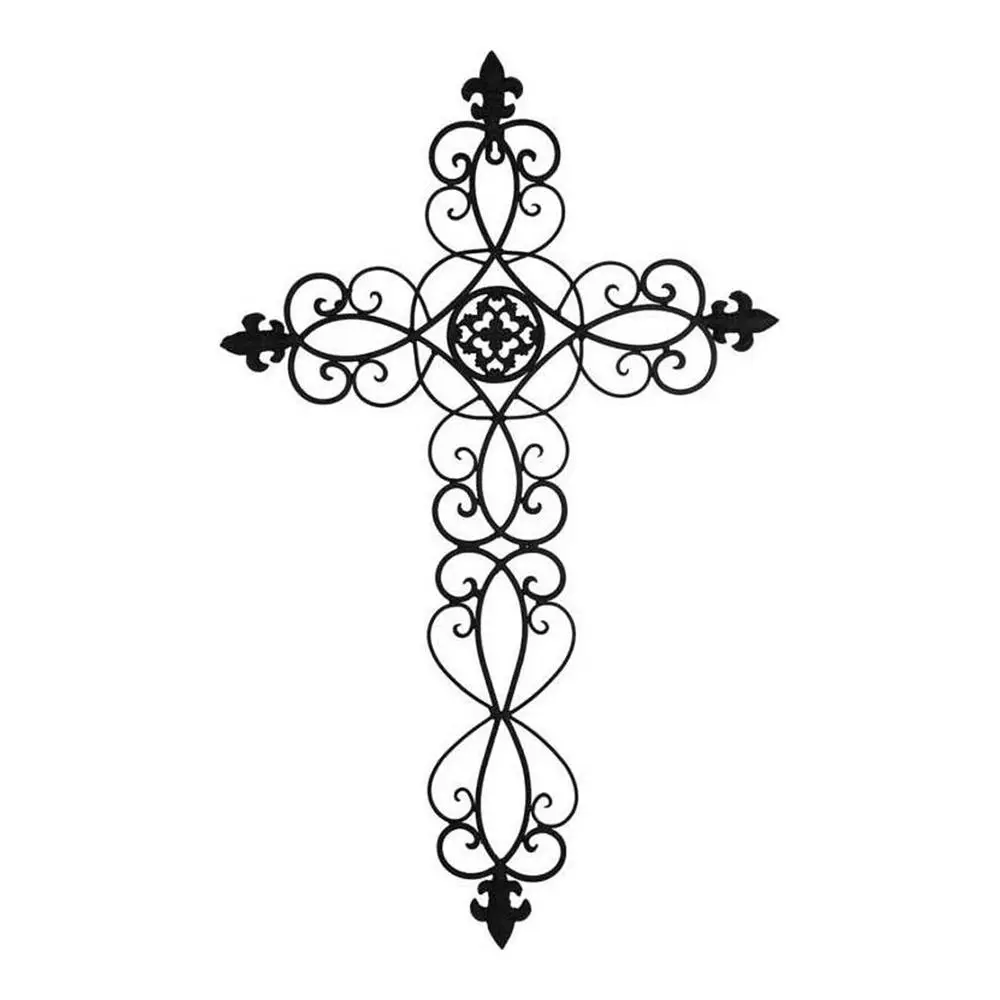 Metal 72cm Emblem Cross Wall Hanging Decorative Home Room Decor Display Black - Home & Garden