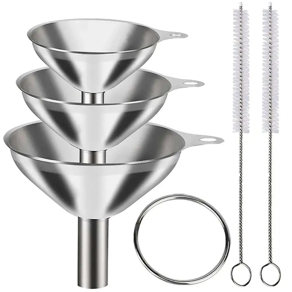 6pcs Stainless Steel Kitchen Funnels Set Food Metal Funnels For Filling Bottle - Home & Garden