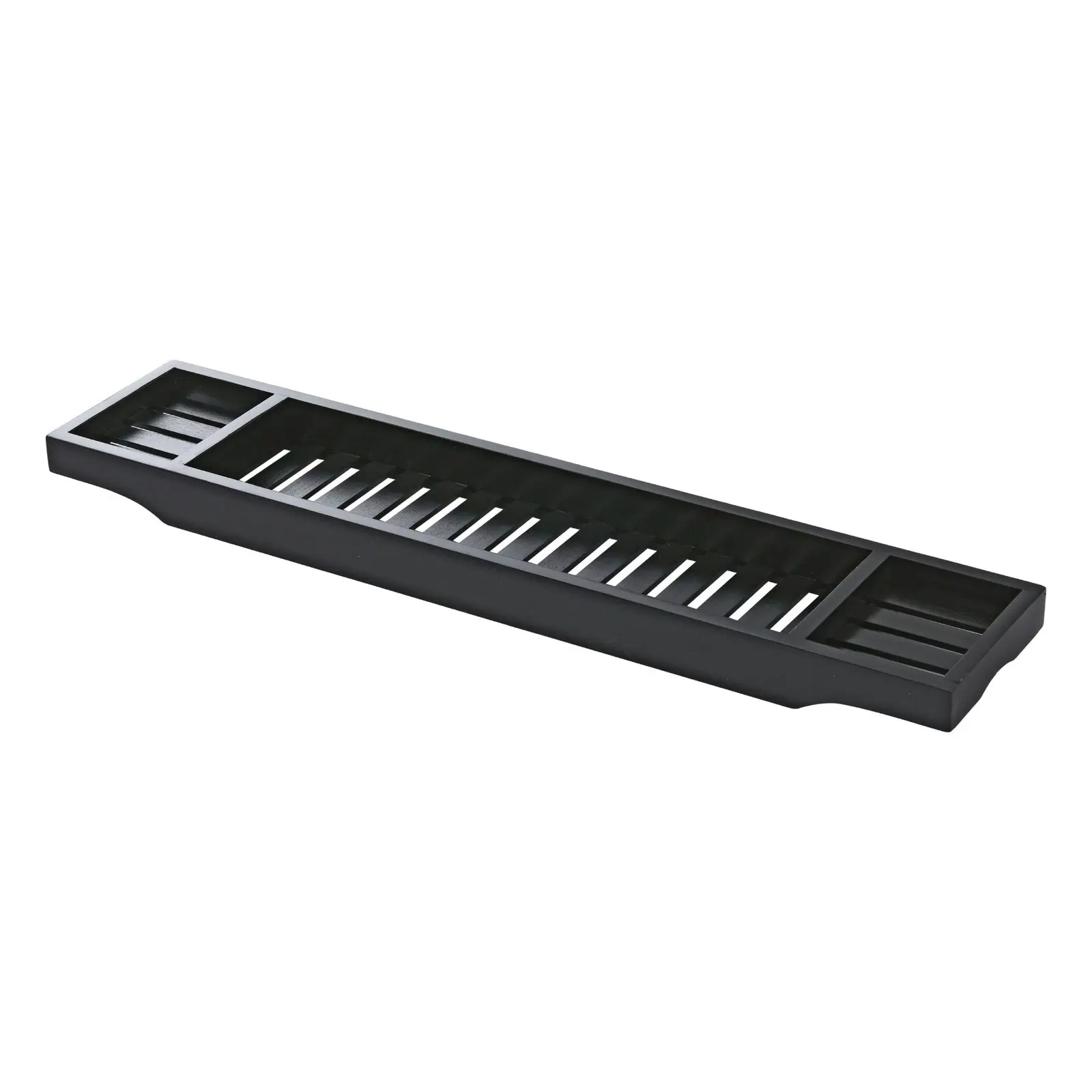 Cadence & Co. Essential Bamboo Bath Caddy Black 70x15x4.5cm - Home & Garden