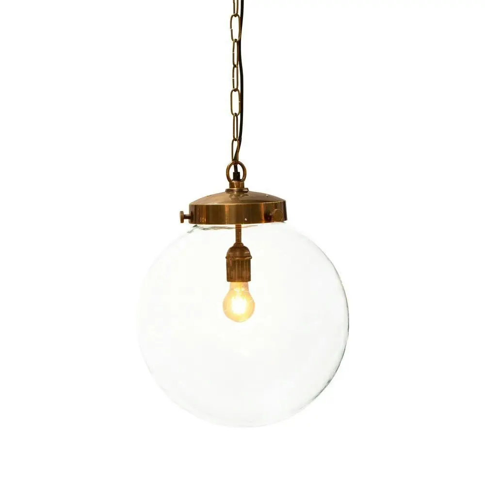 Belle Celeste Glass Ceiling Pendant Light Hanging Lamp Large 48cm Antique Brass - Home & Garden