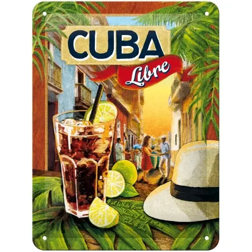Nostalgic Art 15x20cm Small Wall Hanging Metal Sign Cuba Libre Home/Cafe Decor - Home & Garden